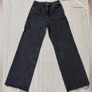 Dynamite Black Wide Leg Raw Hem Jeans